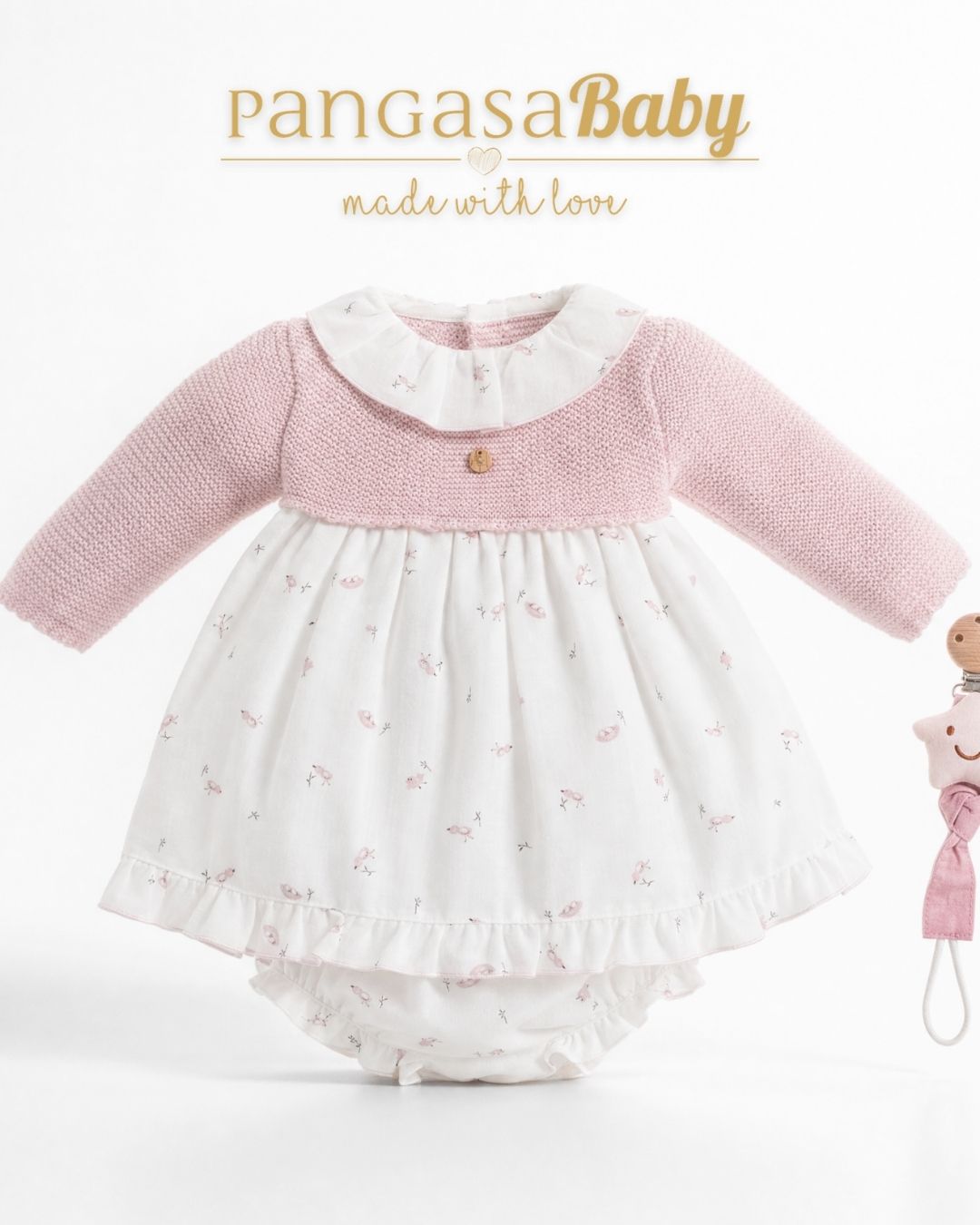 Vestido Bird Rosa Empolvado - Bird Collection Pangasa Baby