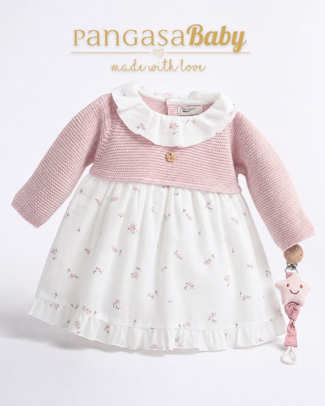 Vestido Bird Rosa Empolvado - Bird Collection Pangasa Baby