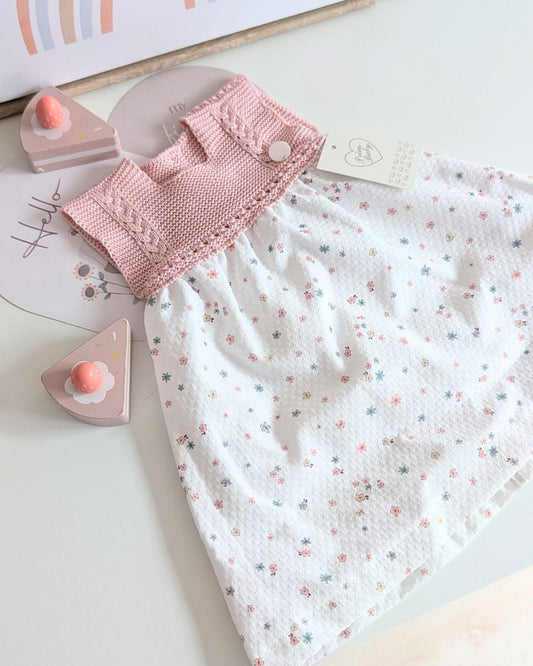 Vestido Florecitas Rosa Empolvado - Primbaby