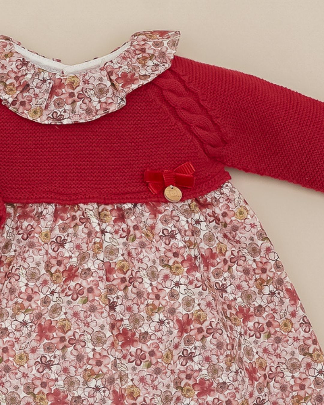 Vestido Con Braguita Flores Granate  💖 Rouge Couture - Pangasa Baby