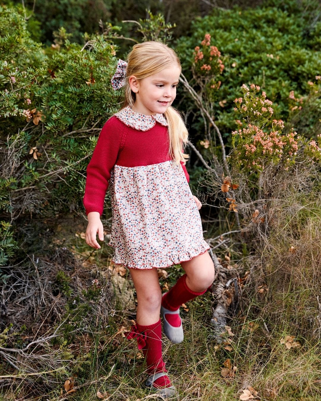 Vestido Flores Grosella - Colección Escarla Juliana