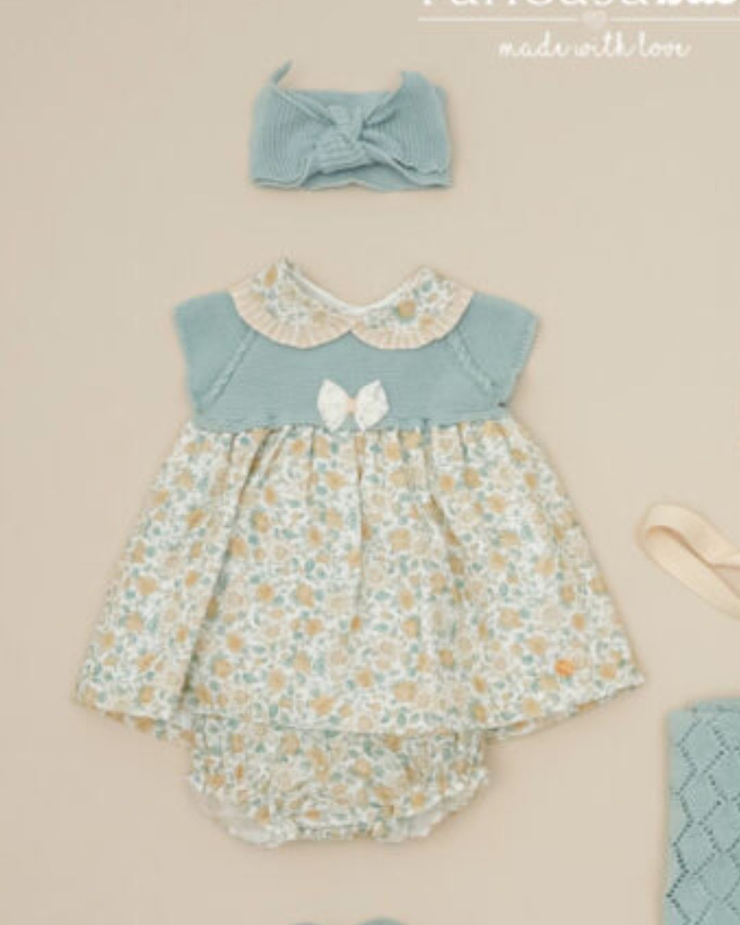 Vestido Flores Verde Empolvado - Pangasa Baby