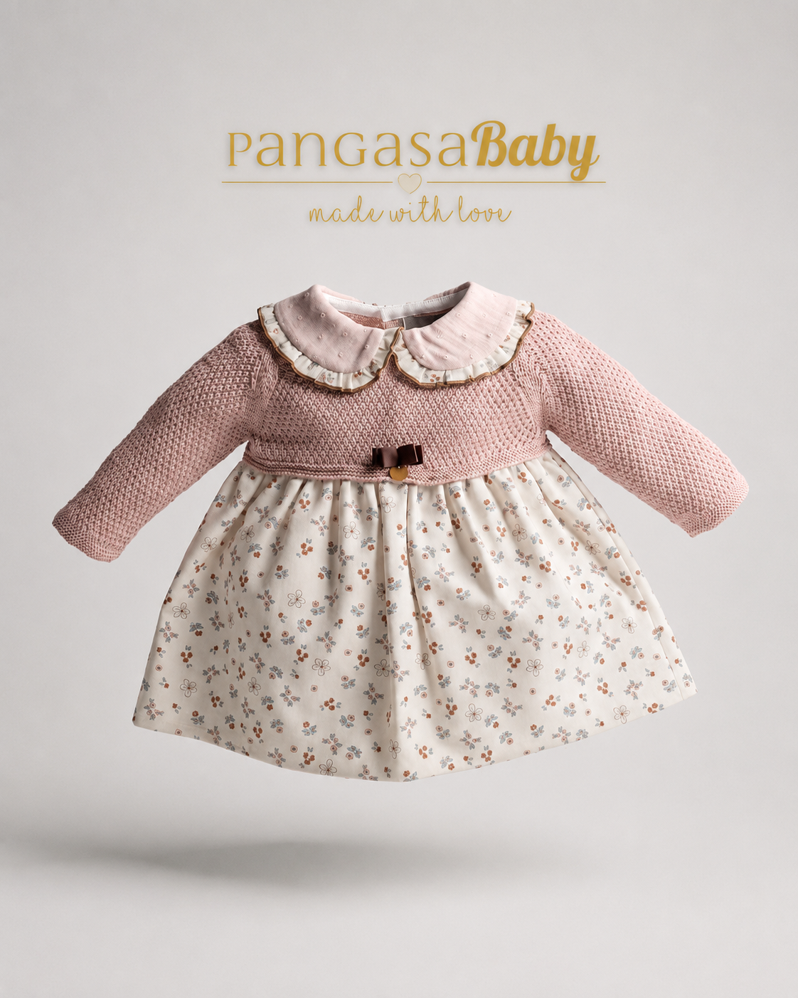 Vestido Rosa Vintage Flores - Vintage Collection Pangasa Baby