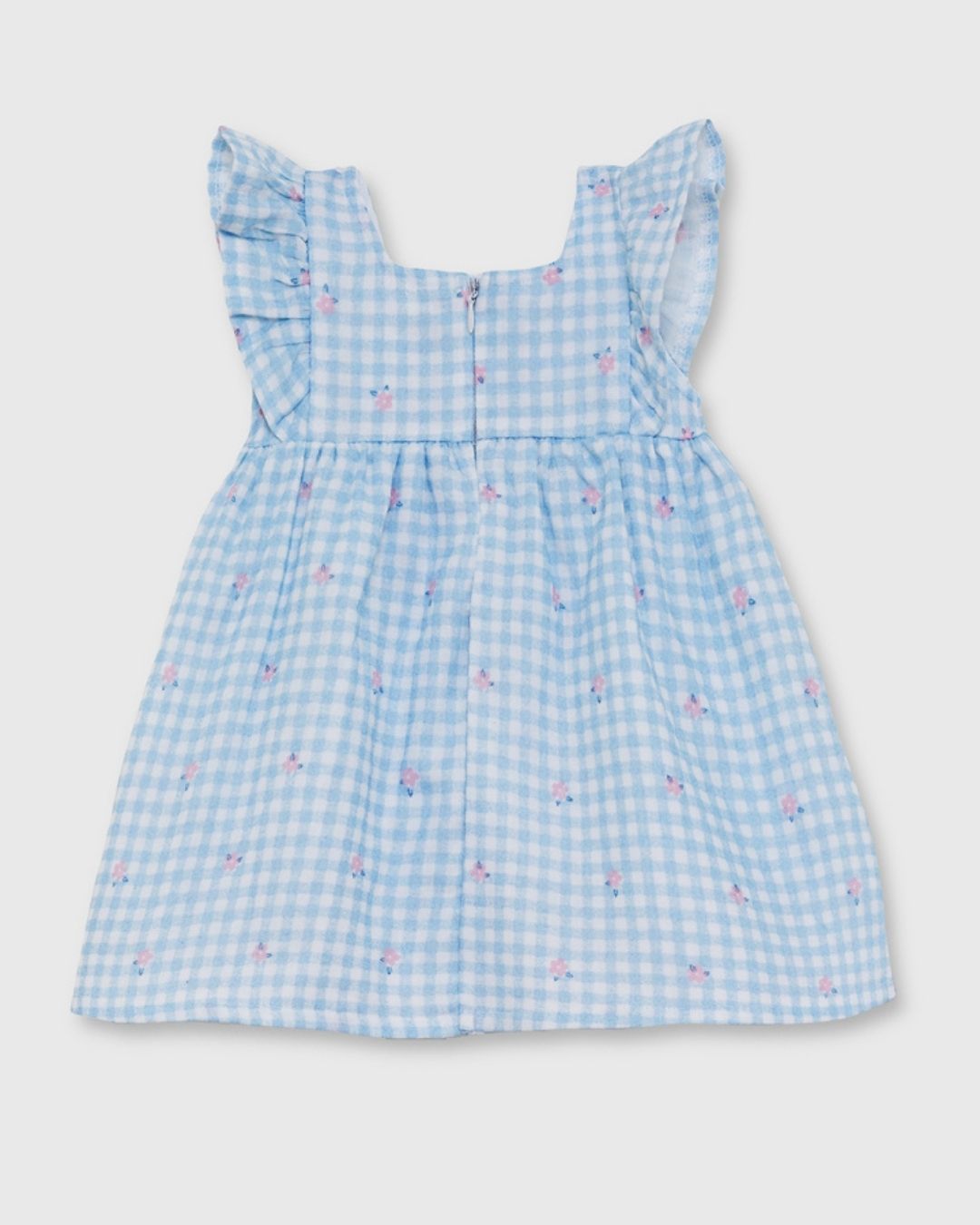 Vestido Vichy Celeste con Flores - Street Monkey