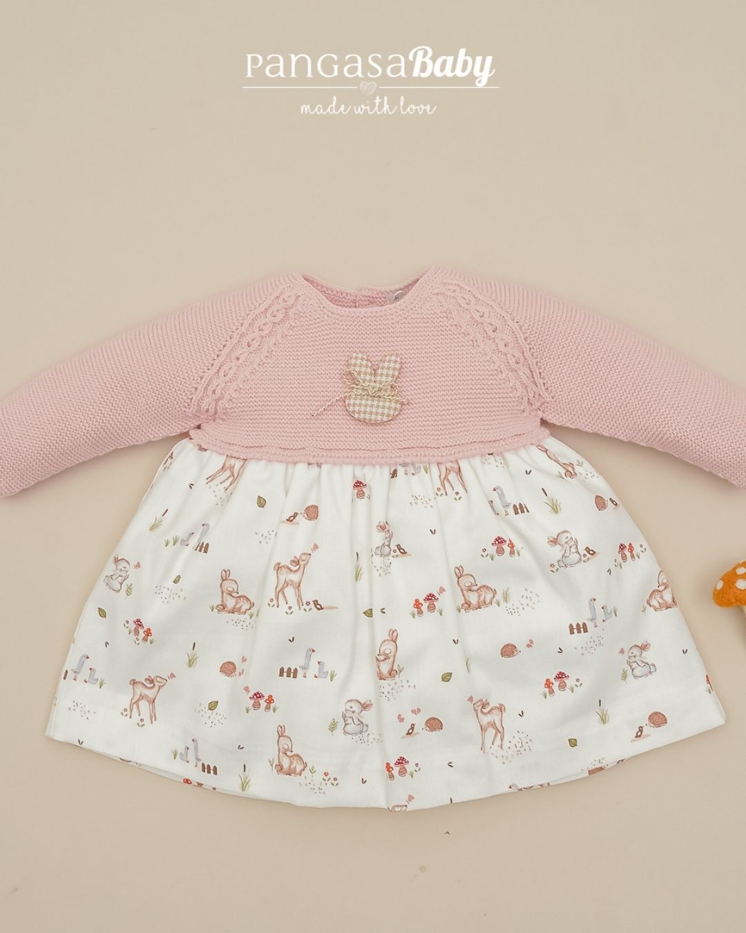 Vestido Bambi y Conejos Rosa Empolvado 🦌 Petite Bambi - Pangasa Baby