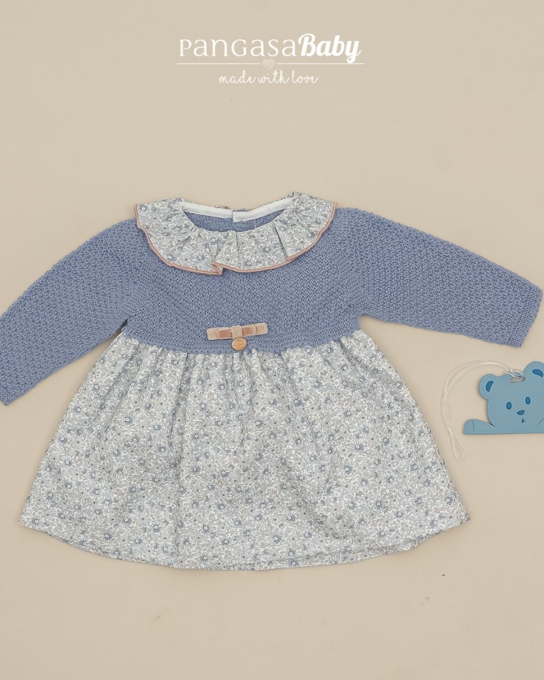 Vestido Bruma Flores 💙 Bleu Brume - Pangasa Baby