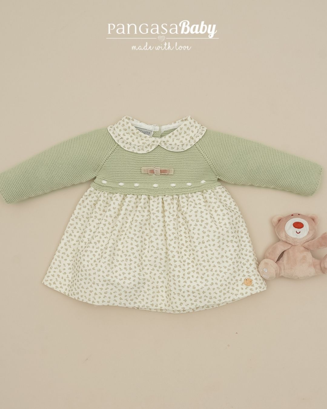 Vestido Verde Hoja Flores - Pangasa Baby