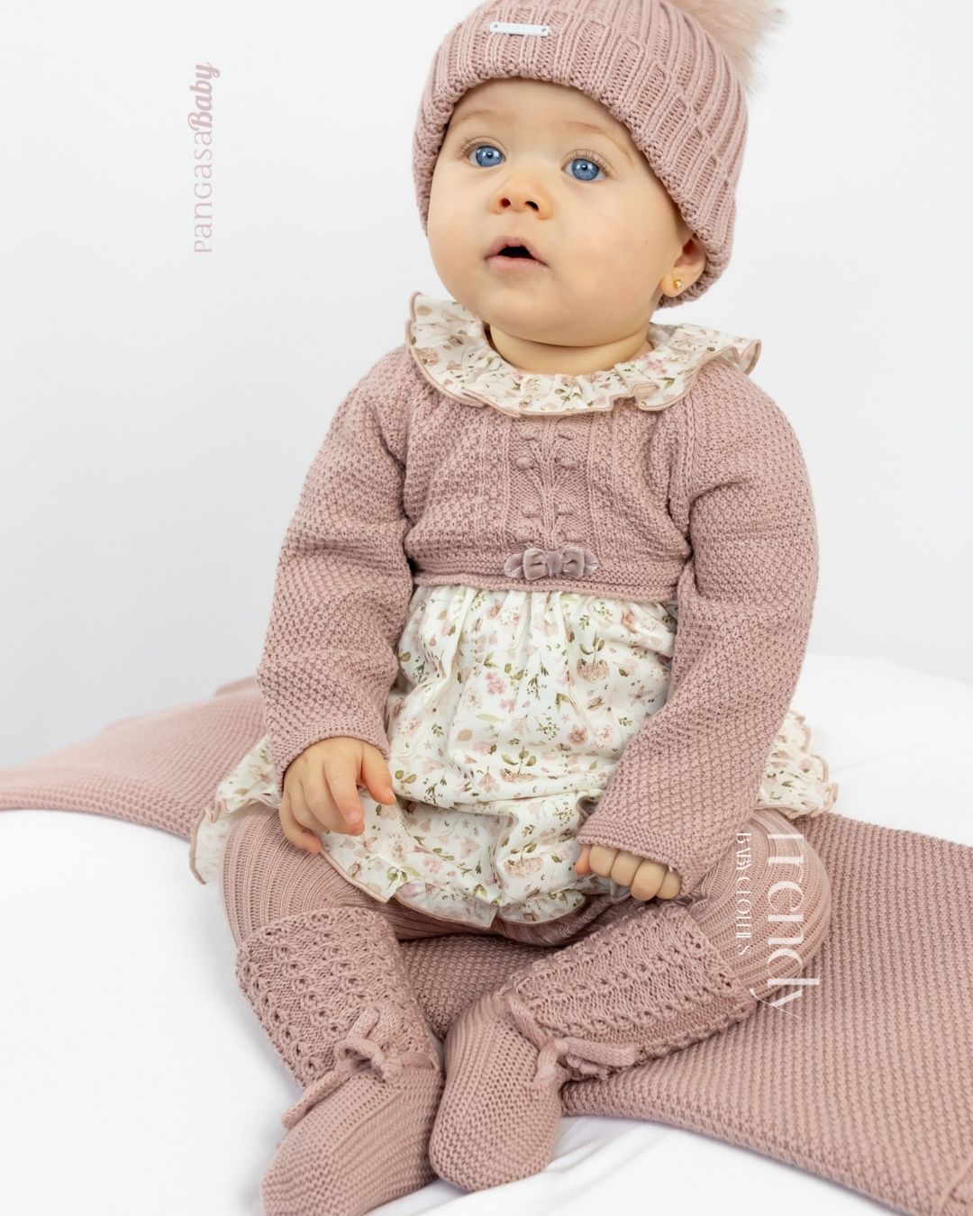 Vestido bebe Rosa Vintage Flores 🌸 Velvet Pink - Pangasa Baby