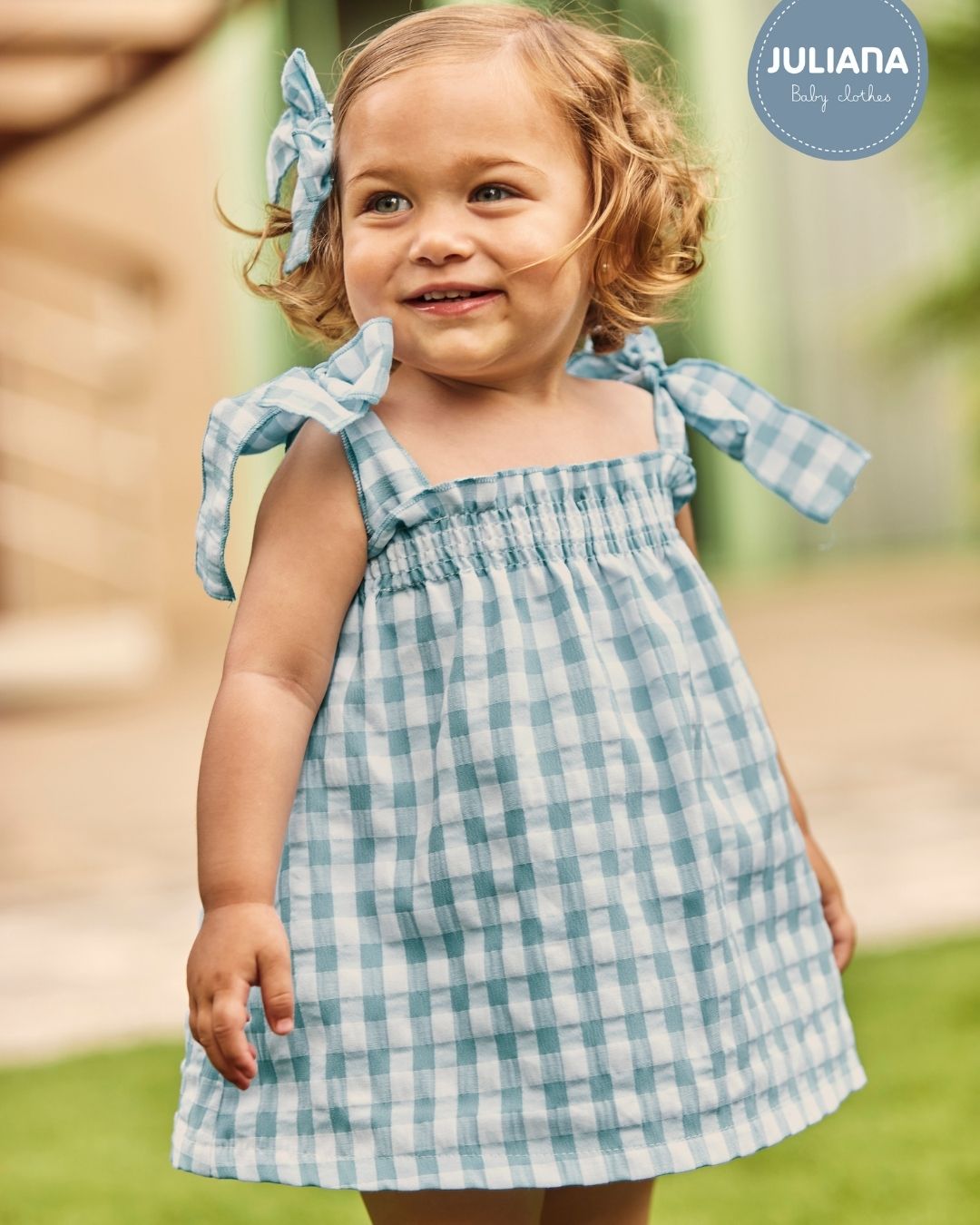 Vestido con Braguita Cuadro Vichy Azul Nube🌿 Colección Eucalipto - Juliana