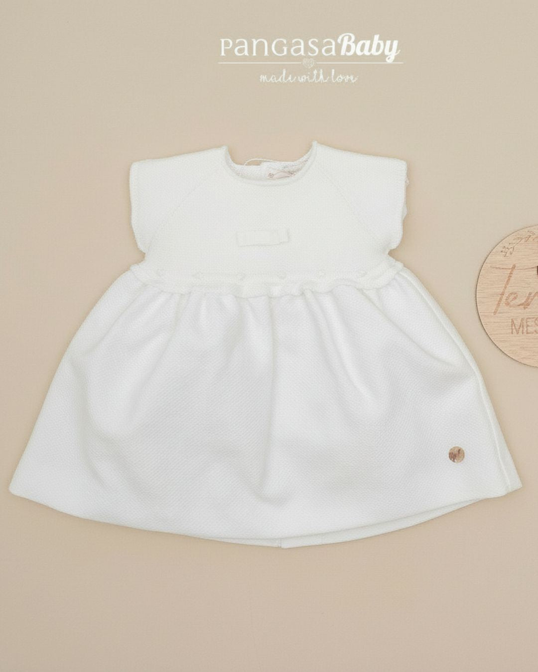 Vestido con braguita PIQUÉ Blanco 2602110 - Pangasa Baby