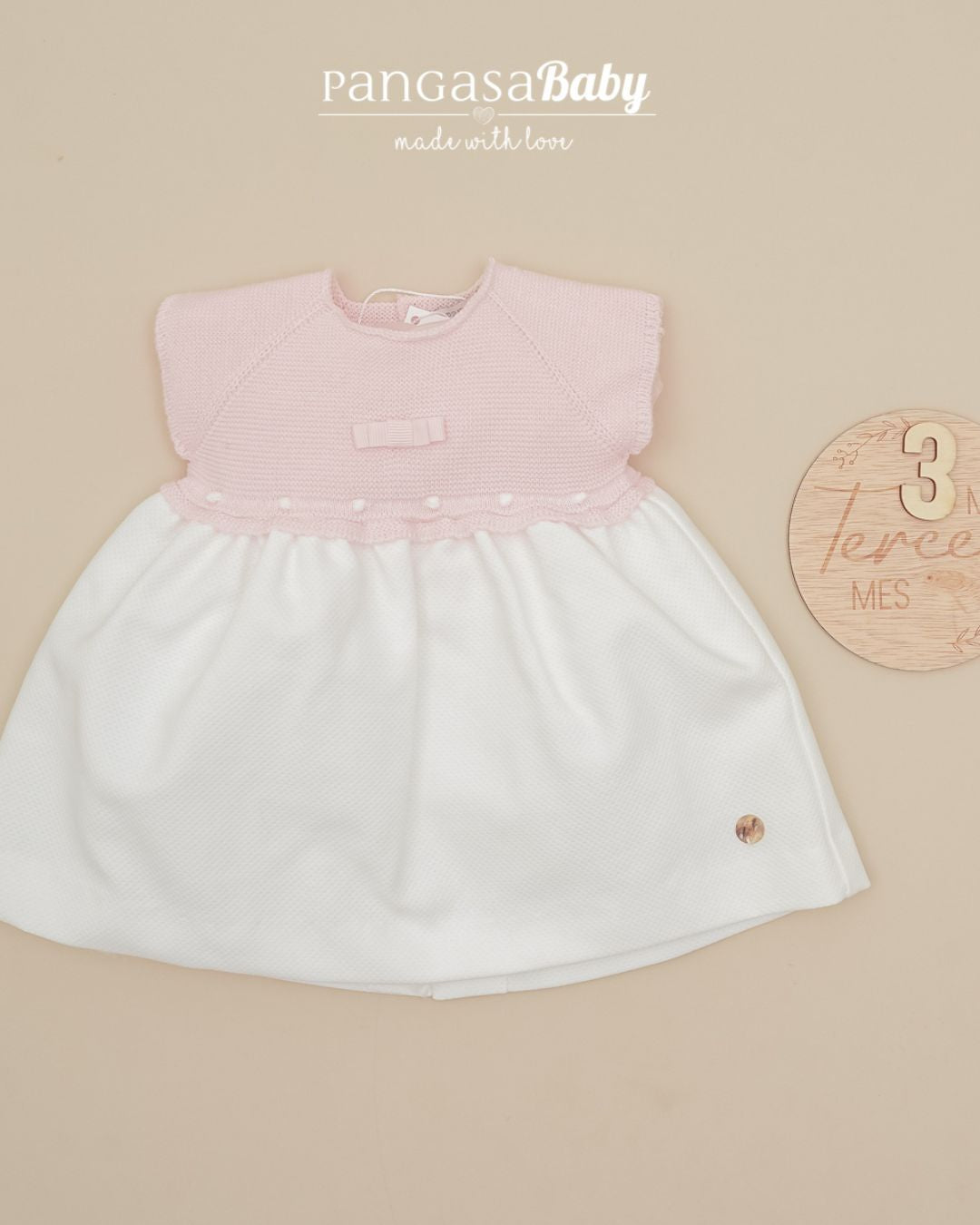 Vestido con braguita PIQUÉ Rosa Bebé 2602110 - Pangasa Baby