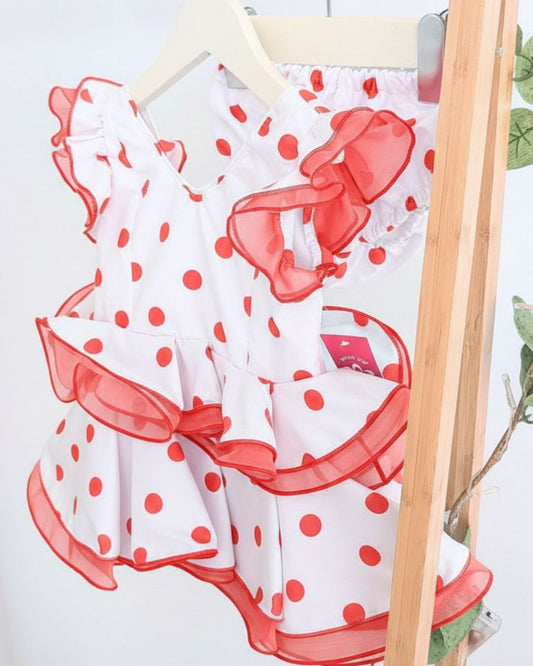 Vestido de flamenca bebé niña con braguita Rojo