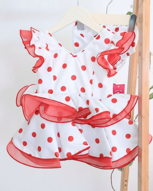Vestido de flamenca bebé niña con braguita Rojo