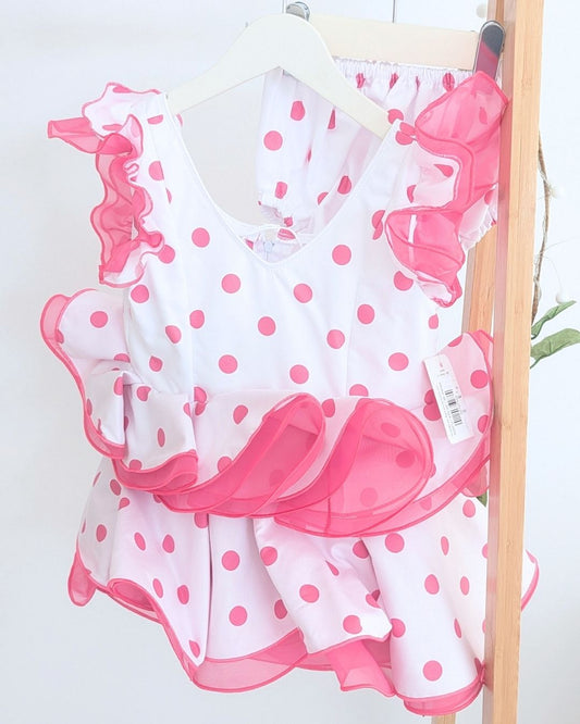 Vestido de flamenca bebé niña con braguita Rosa Fucsia