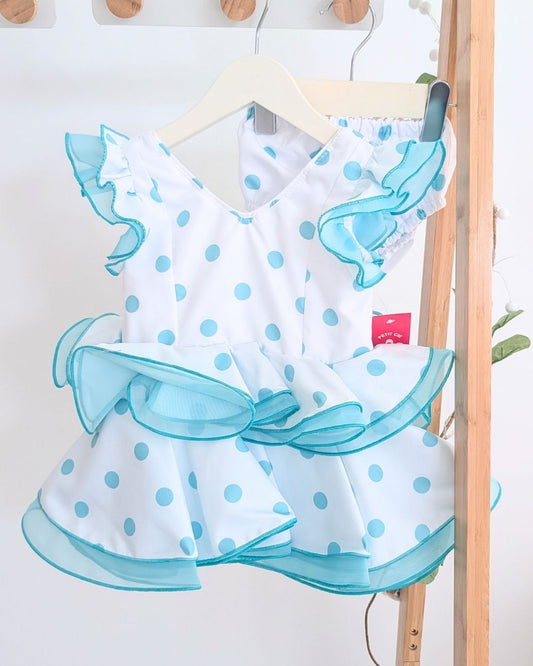 Vestido de flamenca bebé niña con braguita Verde