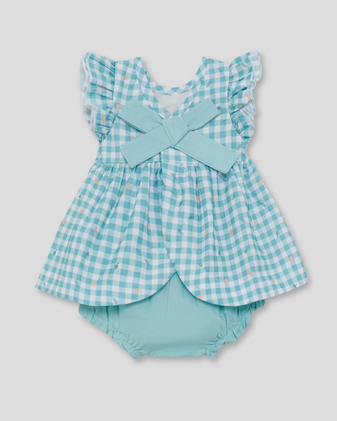 Vestido y Braguita Vichy Peces Turquesa - Street Monkey