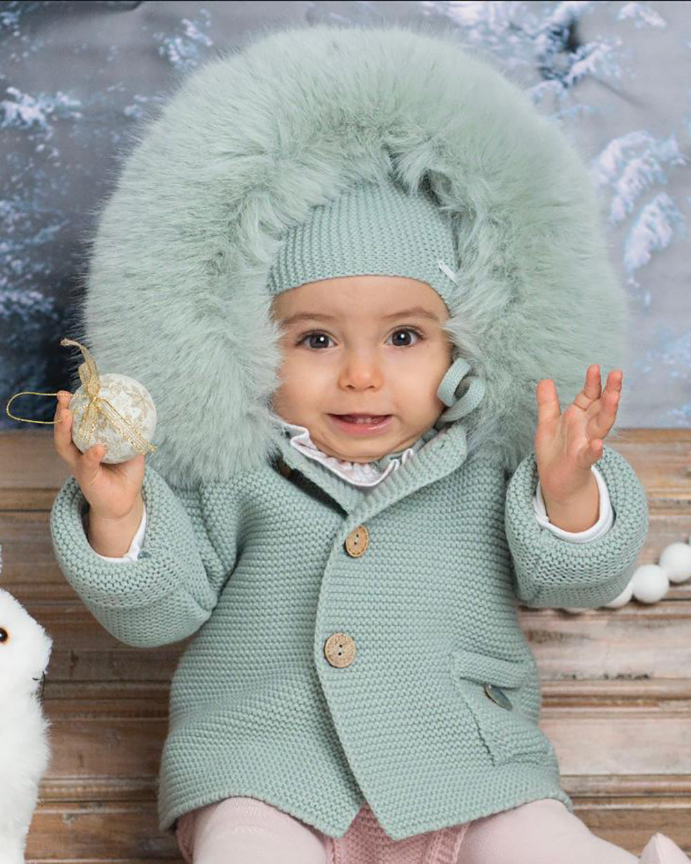 Trenka Luxury Pelo Sintetico Natural Verde Empolvado - Pangasa Baby