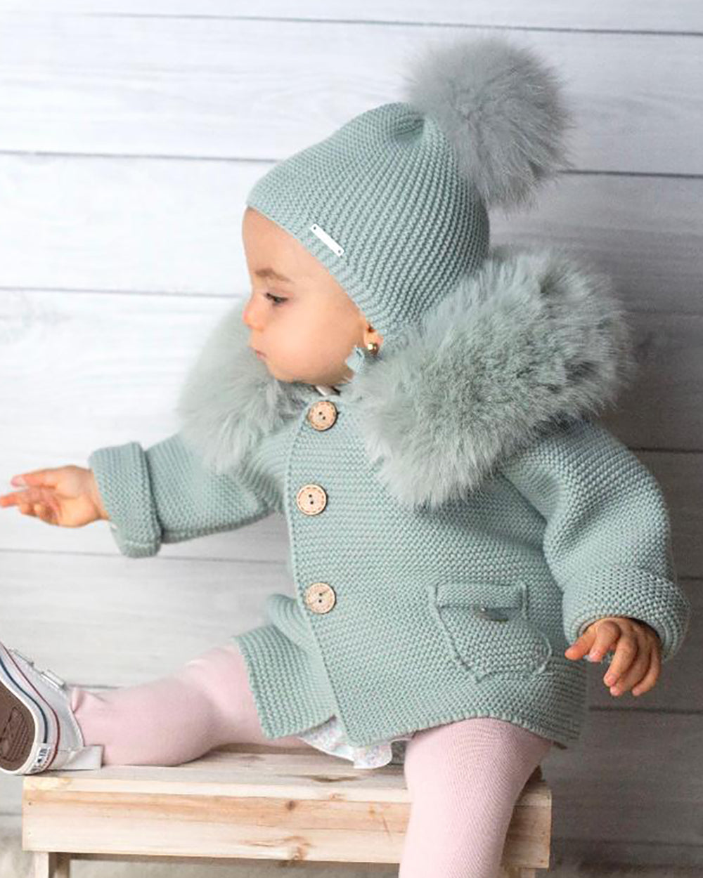 Trenka Luxury Pelo Sintetico Natural Verde Empolvado - Pangasa Baby