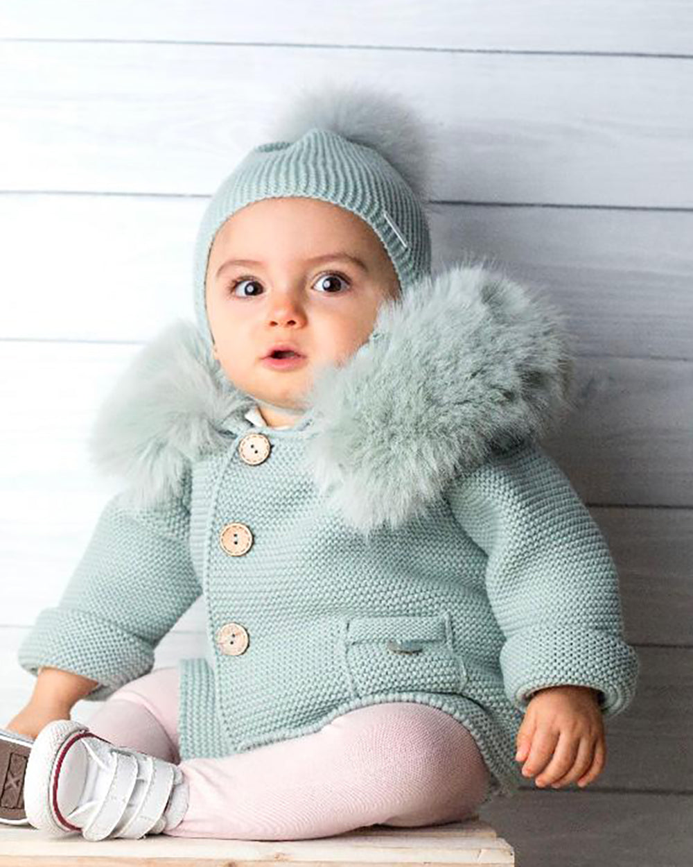 Trenka Luxury Pelo Sintetico Natural Verde Empolvado - Pangasa Baby