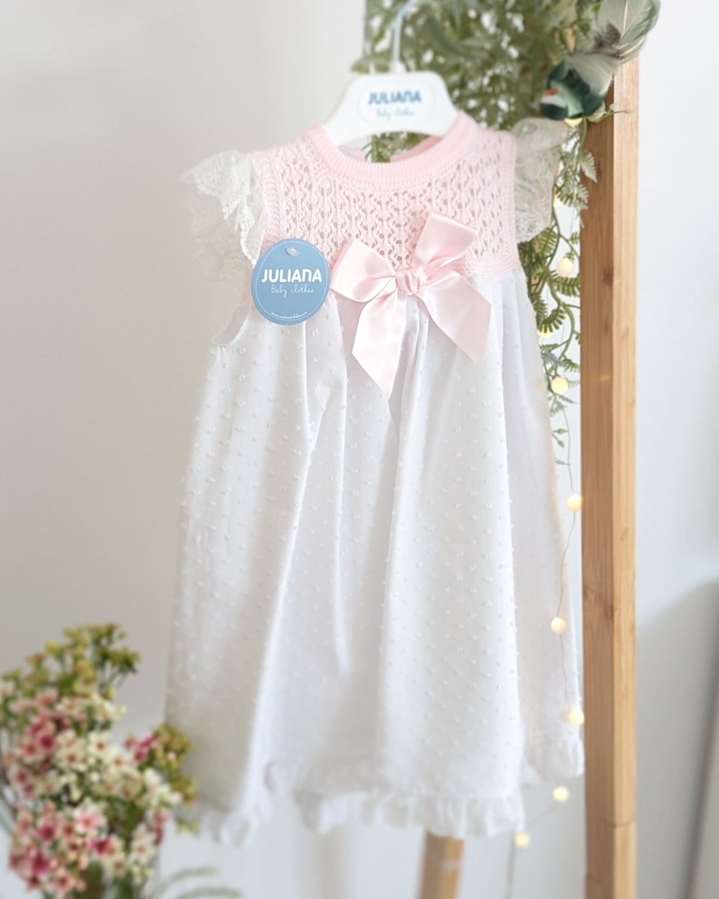 Faldon Punto Plumeti Rosa - Juliana