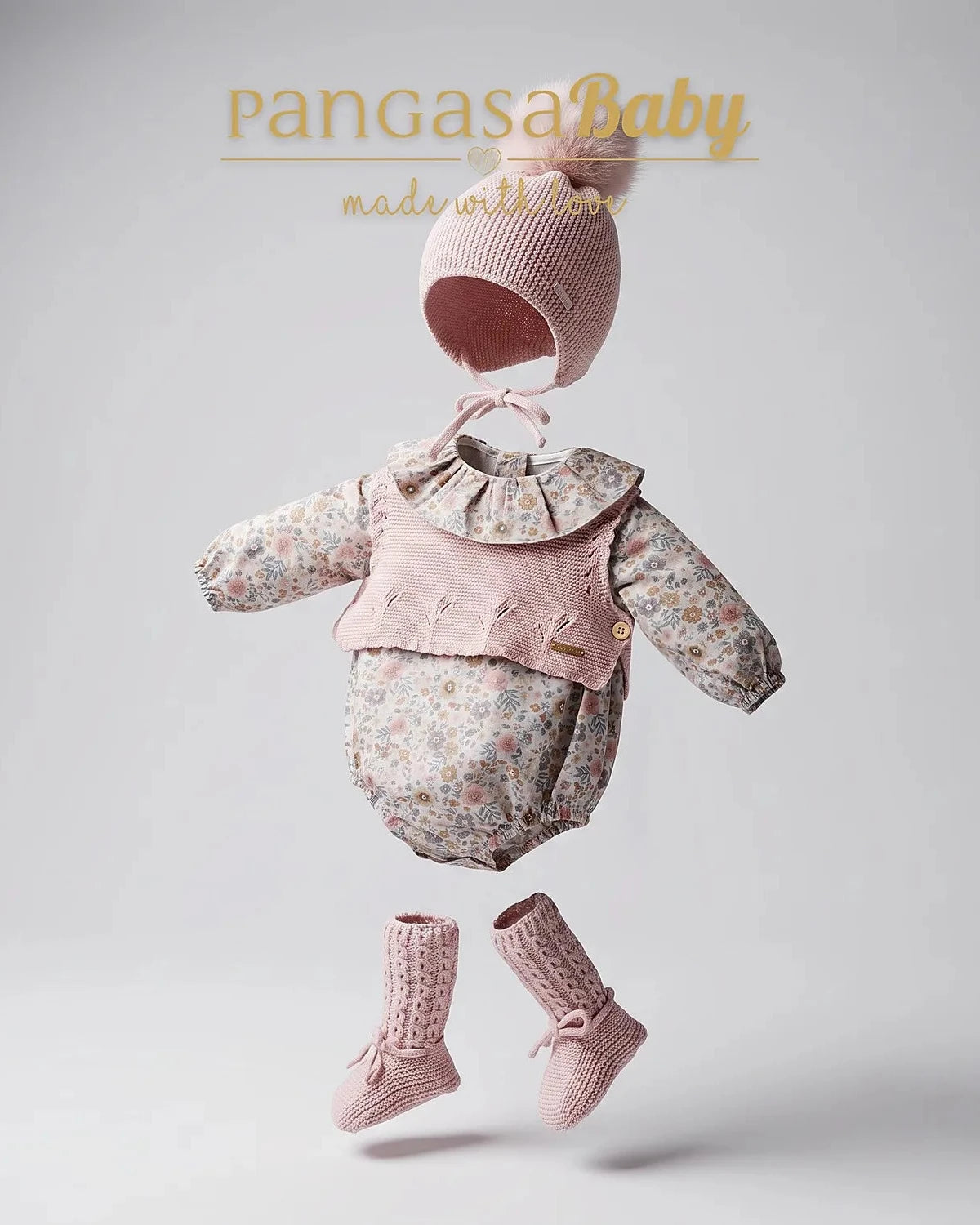 Pelele Tela Flores Rp Rosa Collection - Pangasa Baby