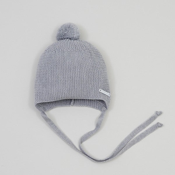 Pangasa Baby - Gorro Orejero Pompón Lana Gris